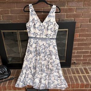 fab'rik Blue and Cream Lace Midi Dress